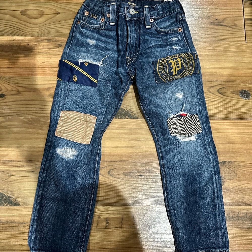 Ralph Lauren Men's Dark Blue Patchwork Jeans